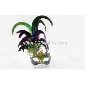 Plastic Carnival Venetian Masks With Metal & Feather For Masquerade Ball